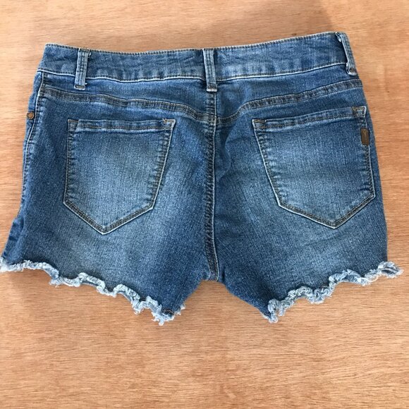 1822 Denim Cut Off Jean Shorts Women 30 Blue Distressed High Rise Medium Wash - Picture 2 of 12